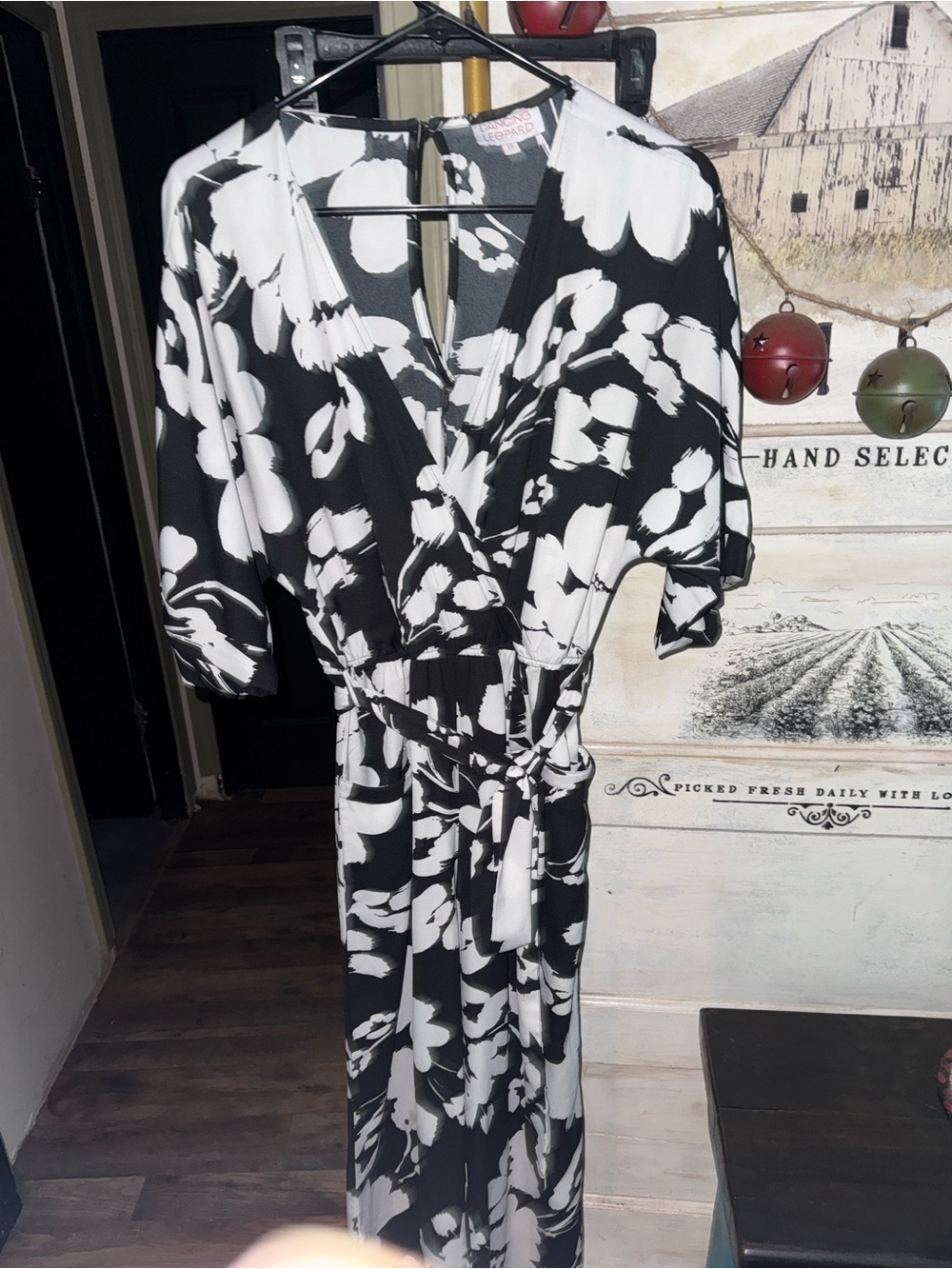 Black & White Floral Wrap Jumpsuit